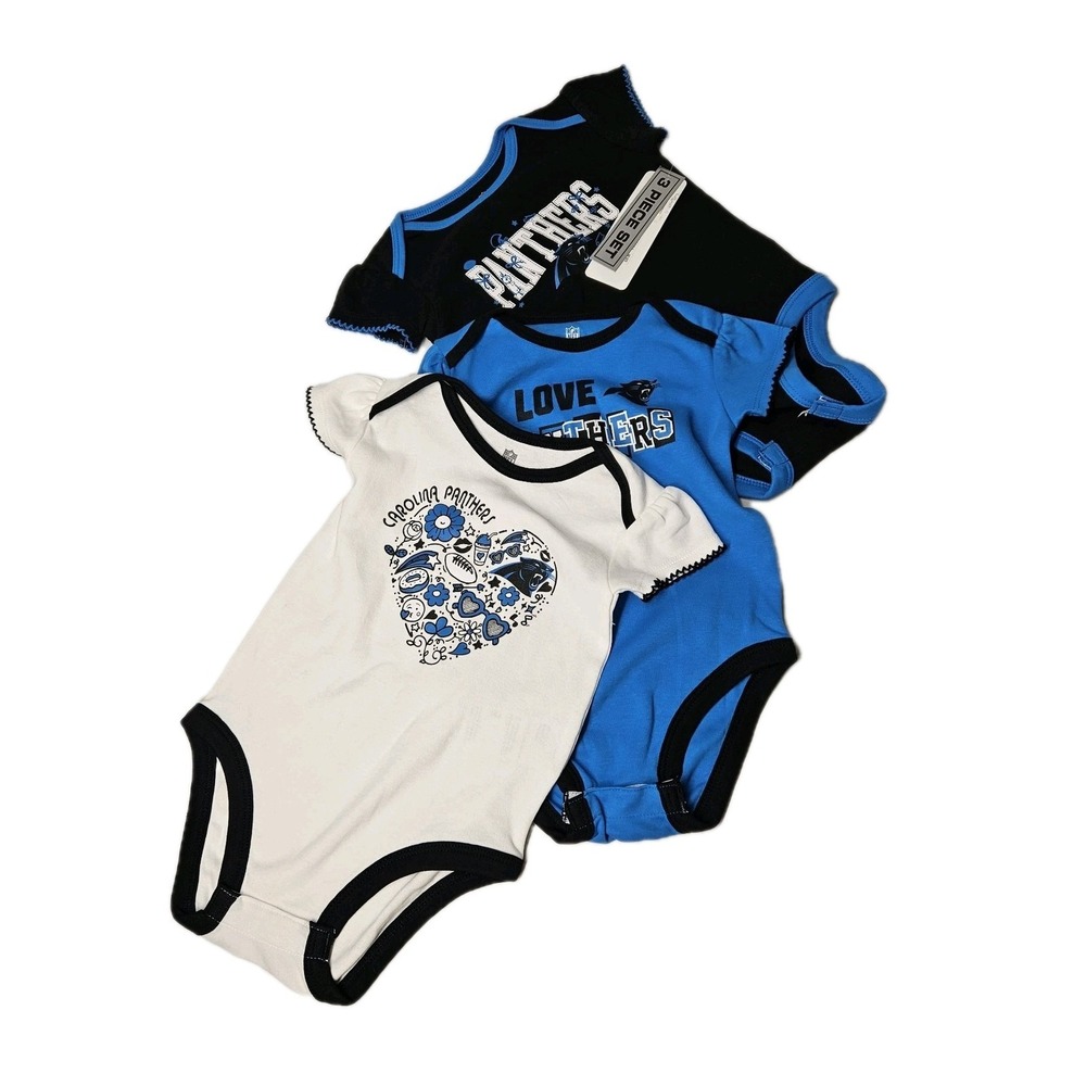 Baby Unisex NFL Team Apparel Bodysuit‎ 18 M Blue Black White Carolina Panthers